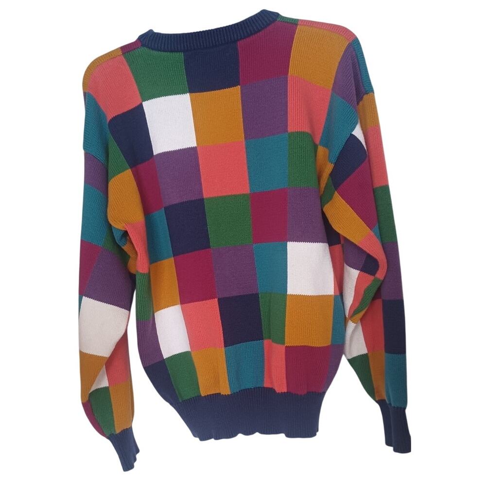 Vintage 90s Smith-Forester Multi-Color Block Knit Pullover Sweater Size Medium - Picture 2 of 6